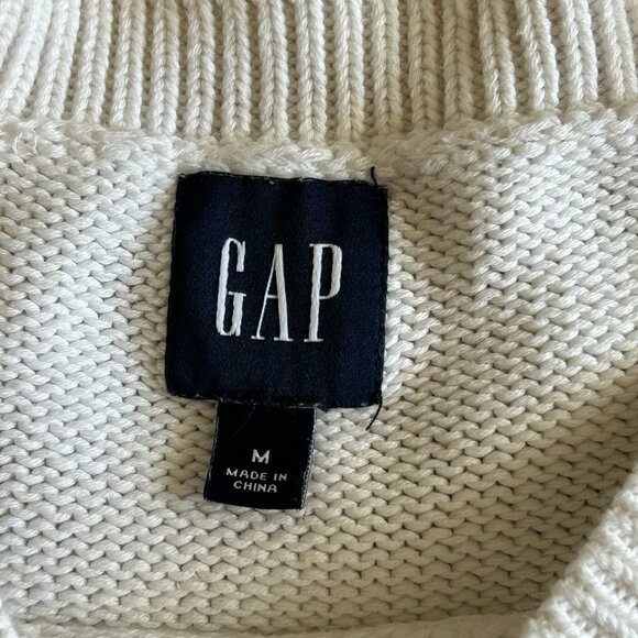 GAP 100% Cotton White with Black Stripe Sweater - Size Med to Large - Picture 6 of 11